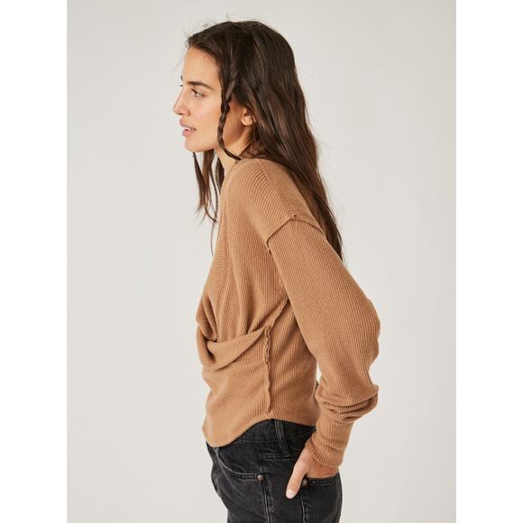 Free People Hold Me Close V-Neck Wrap Boho Pullover Top Sweater Size Small - Picture 11 of 11